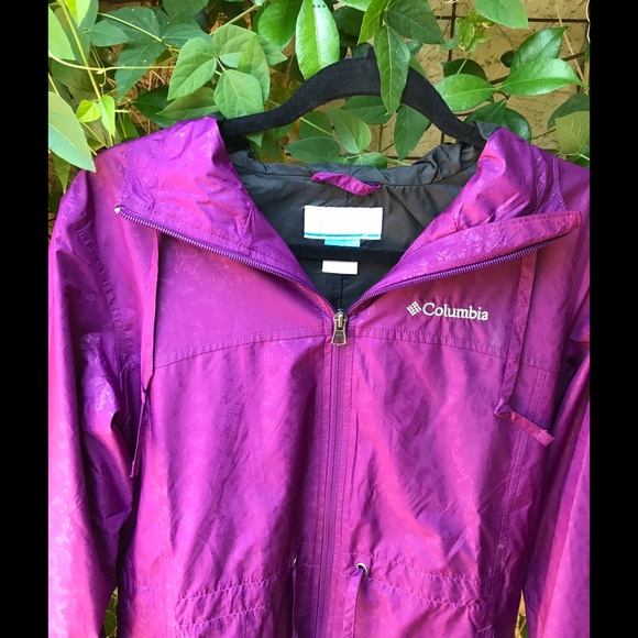 COLUMBIA Hooded Rain Jacket Sangria / Plum / Boysenberry Purple Sz S - Picture 5 of 7